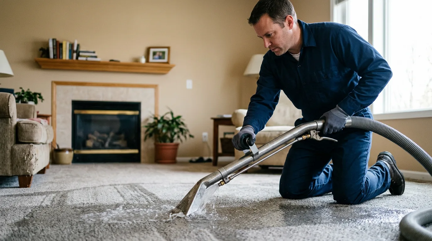 Water damage restoration technician working near Littlestown, PA